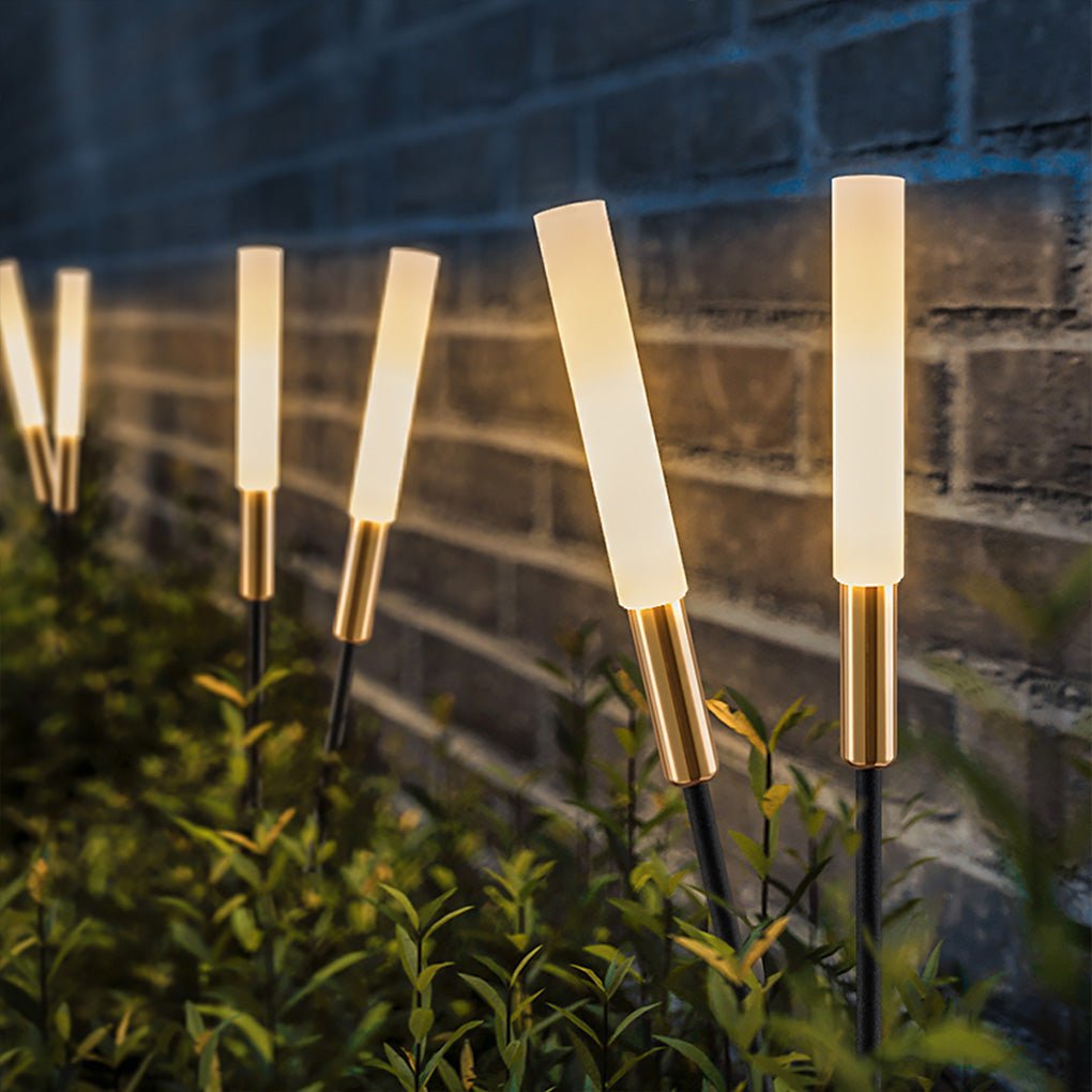 Architectural Solar Post Cap & Reed Garden Stake Lighting Set
