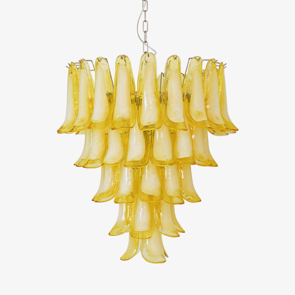 Wave Yellow Glass Chandelier | Modern Designer Pendant Light for Dining Room