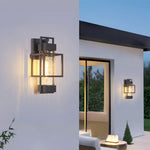 Vintage Wrought Iron Outdoor Wall Sconce with Clear Glass Shade