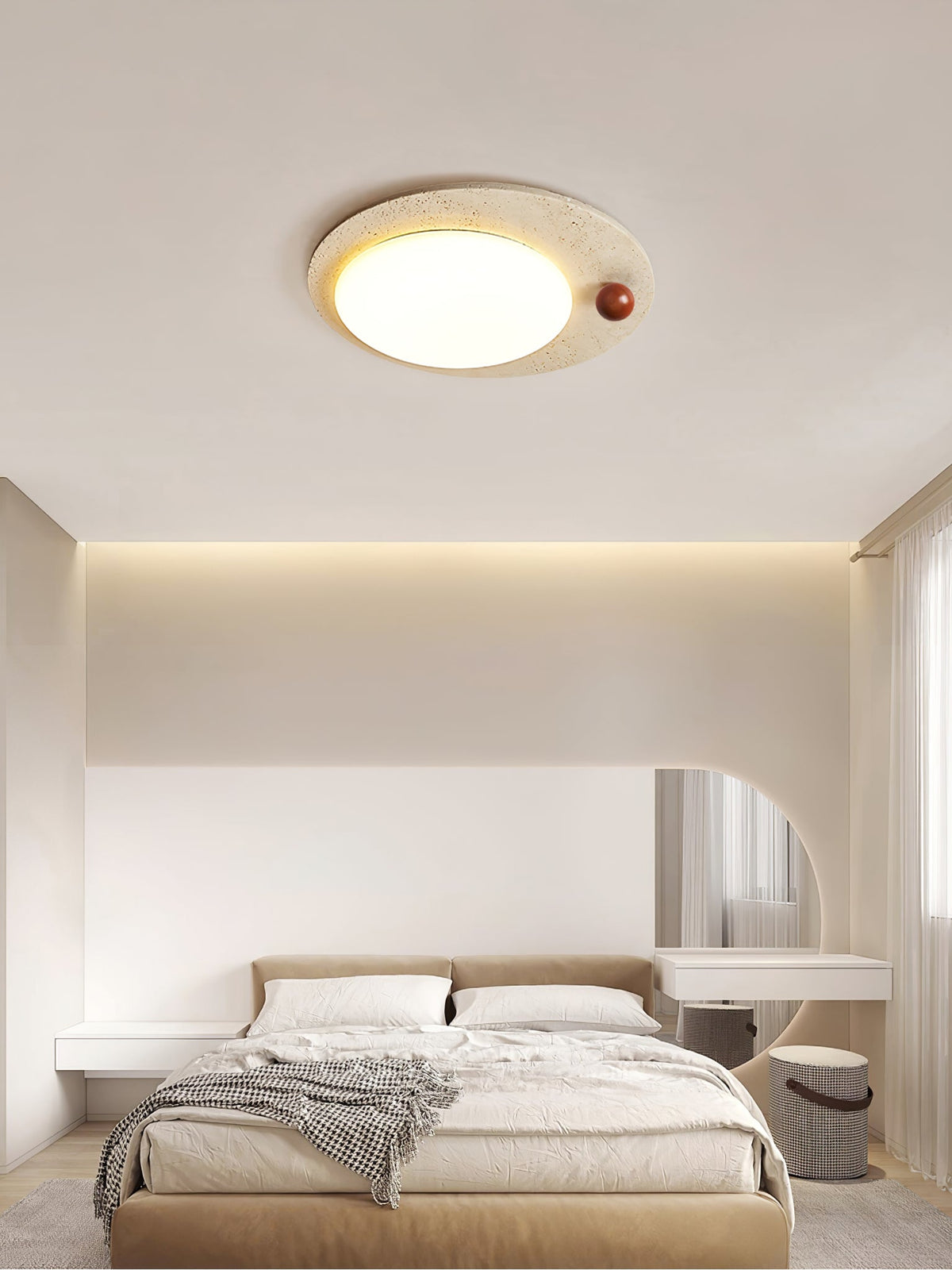 Luno Arte Travertine Ceiling Light – Modern Organic LED Flush Mount
