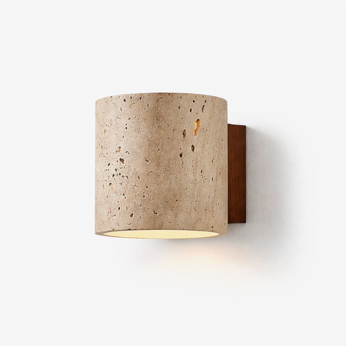Tavian Travertine Wall Sconce in Natural Stone and Walnut