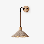 Artisan Microcement Wall Sconce with Wood Accent – Modern Minimalist Lighting