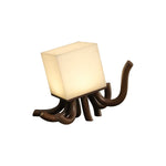 Octavia Sculptural Alabaster Table Lamp with Wooden Base