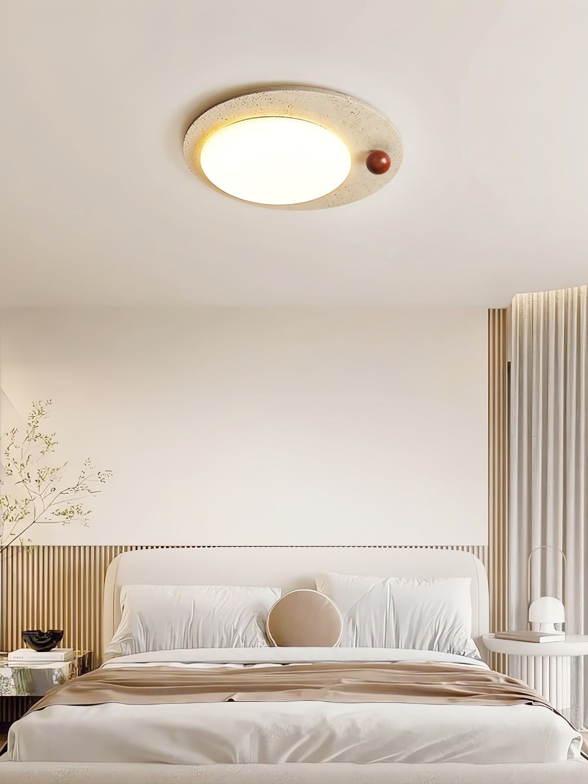 Luno Arte Travertine Ceiling Light – Modern Organic LED Flush Mount