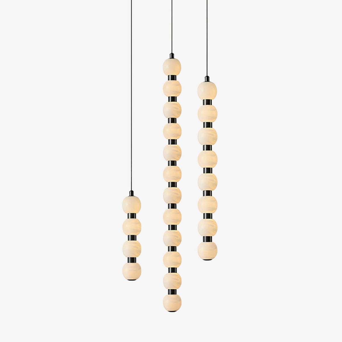 Orbique Alabaster Pendant Light – Modern Vertical LED Chandelier