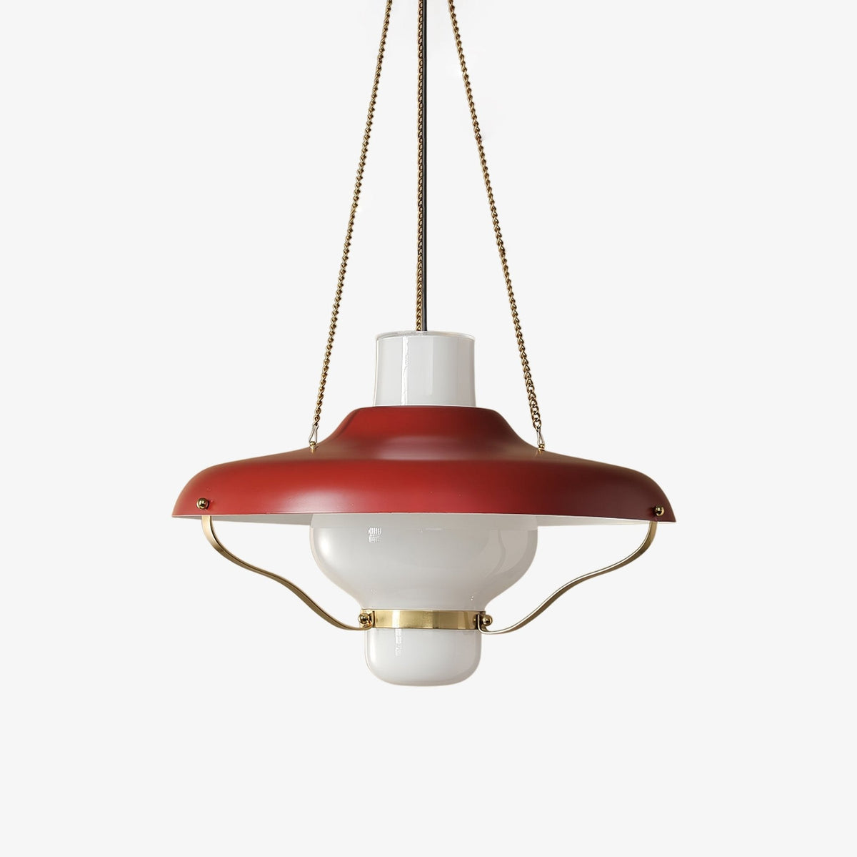 Vespara Pendant Light – Mid-Century Brass & Opaline Glass