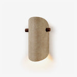 Terra Curve Wall Sconce in Yellow Travertine and Wood