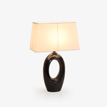 Hollow Oval Ceramic Table Lamp with Fabric Shade