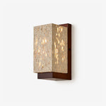 Terra Glow Corner Wall Sconce in Yellow Travertine and Walnut