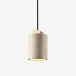 Arvo Cylinder Pendant Light in Natural Travertine and Wood
