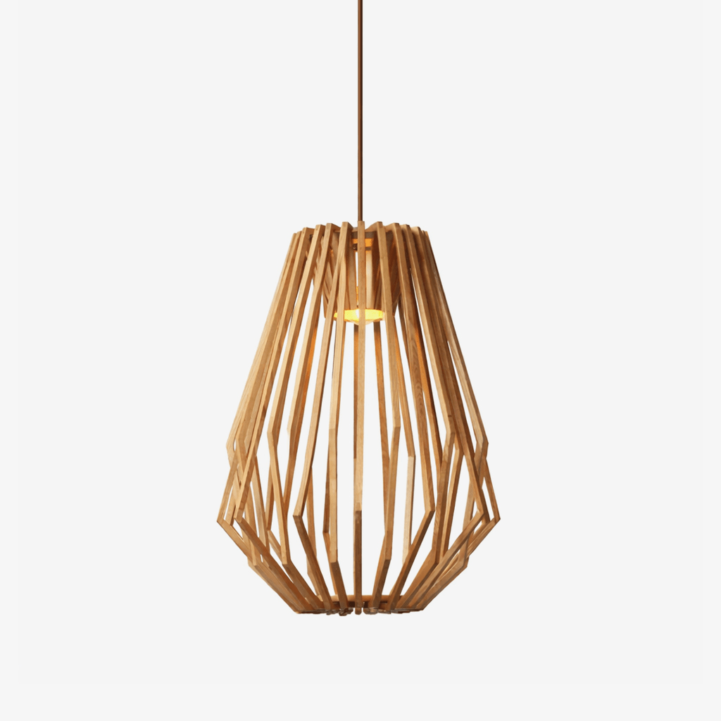 Arova Wood Pendant Light – Handcrafted Natural Wood Slat Lamp for Dining & Living Spaces