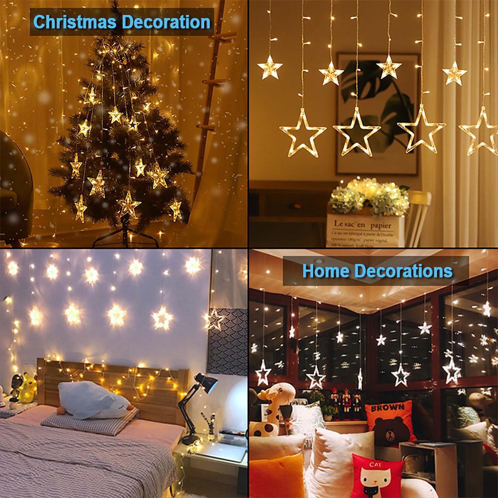 Stellar Cascade LED Curtain Lights – 8.2ft Acrylic Star String Lighting for Indoor & Outdoor Ambiance