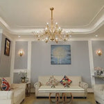 6 9 Light Brass Branch Candle Vintage Chandelier With Crystal Accents