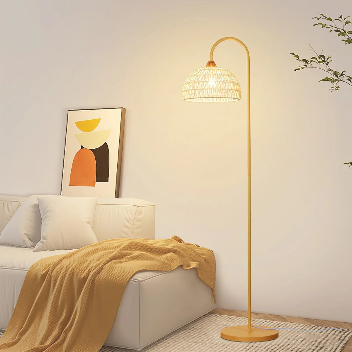 Rattan Bend Floor Lamp