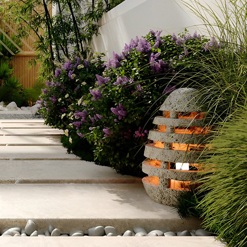 Sculptural Egg-Shaped Resin LED Lawn Light for Modern Outdoor Spaces