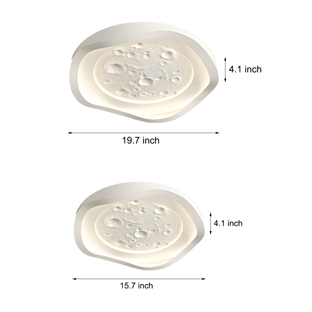 White Resin Lunar Led Flush Mount Wave Ceiling Light Round Ceiling Lamp Ceiling Lighting For Bedroom