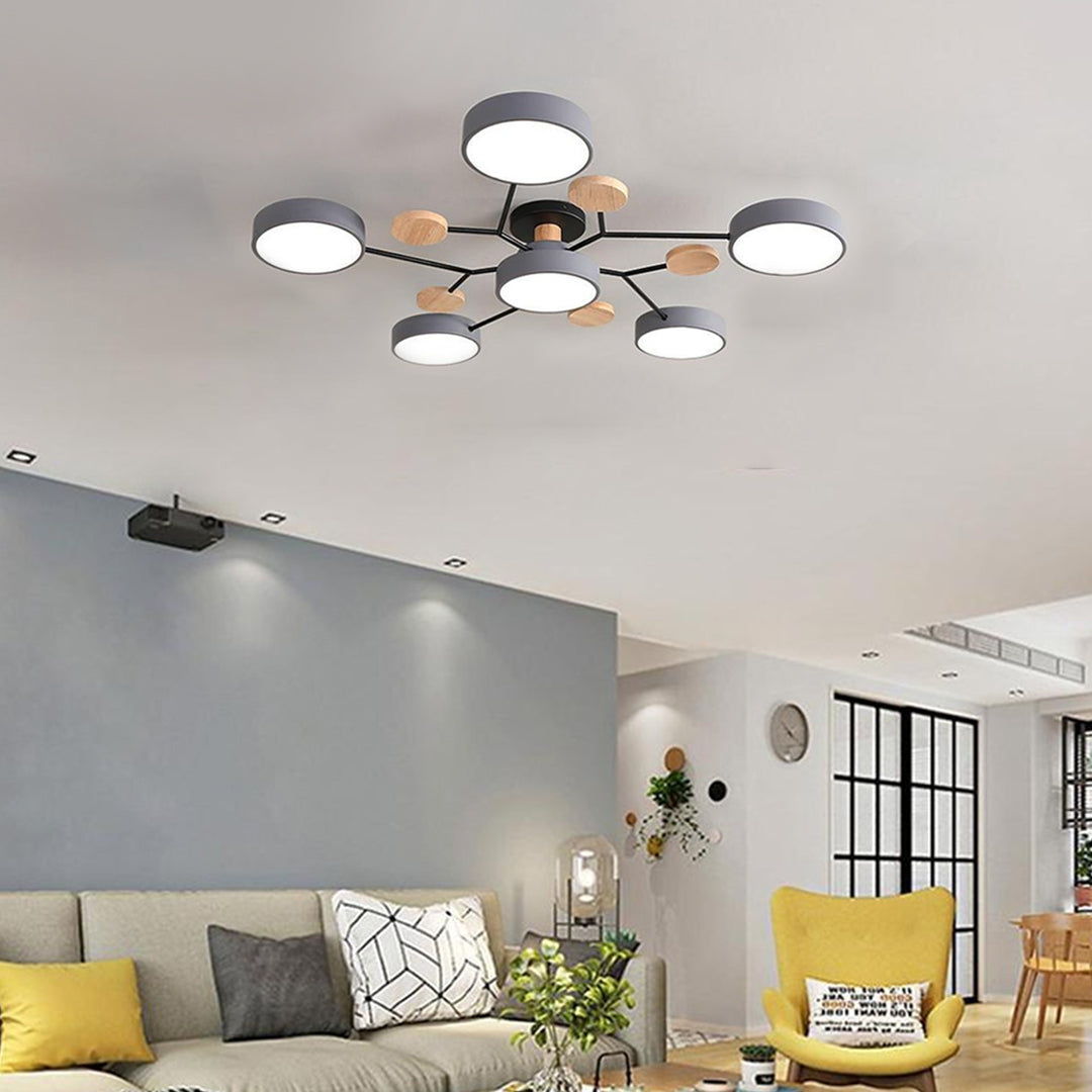 Orbital Sputnik Semi Flush Mount LED Chandelier in Metal and Acrylic