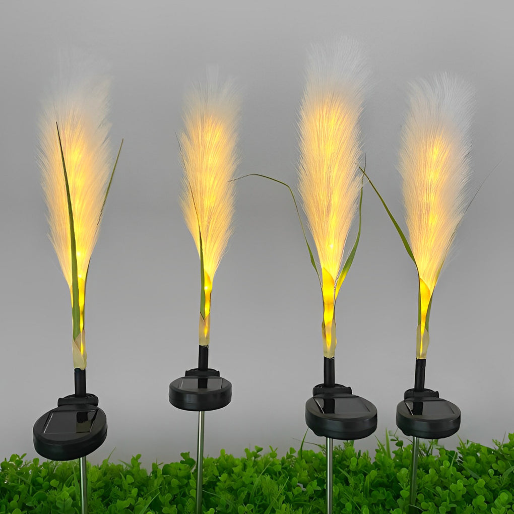 Hairy Reed LED Solar Lawn Lamps, Set of 2, Modern Outdoor Garden Lights