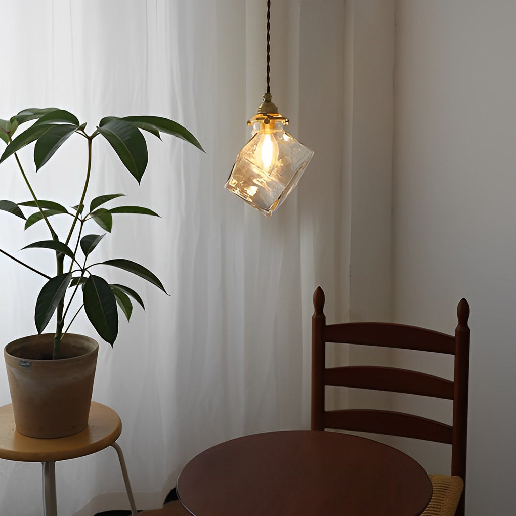 Square Glass Modern Pendant Light Ha076358