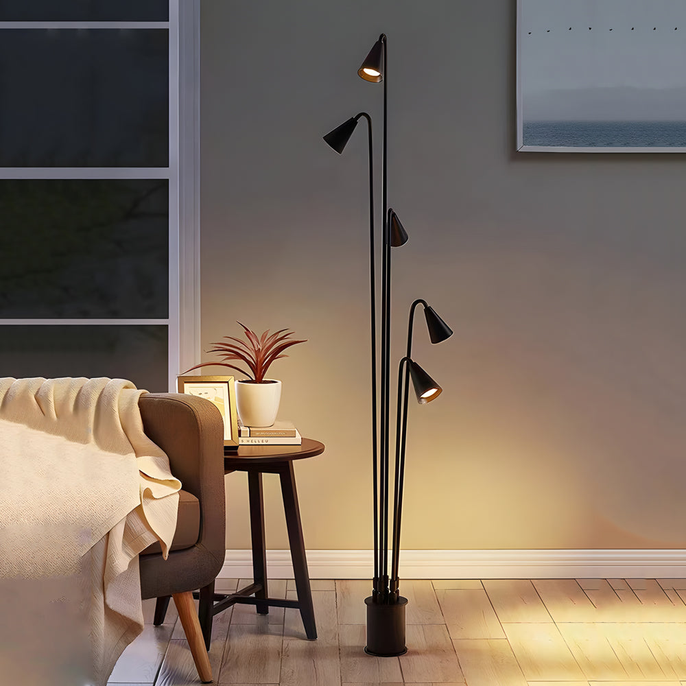 Classic Industrial Black Multi Head Led Floor Lamp