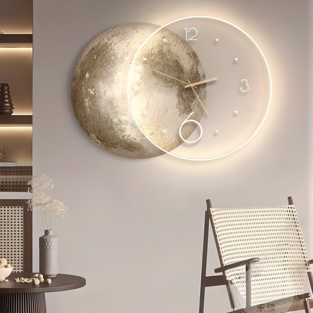 Moon Lunar Wall Clock Usb Remote Control Power Bank Led Wall Painting Lamp Li002757