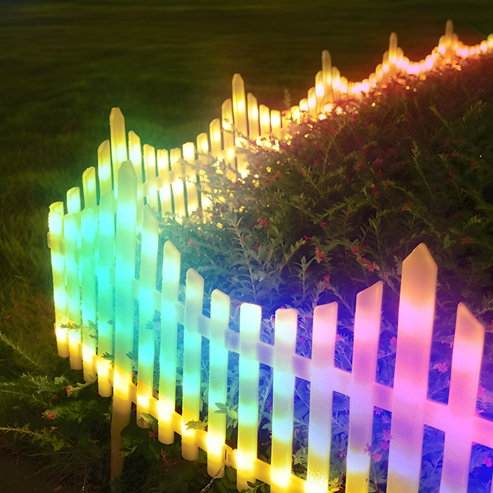 8 Pack Wave Shaped Solar Led Lighted Garden Fence For Christmas