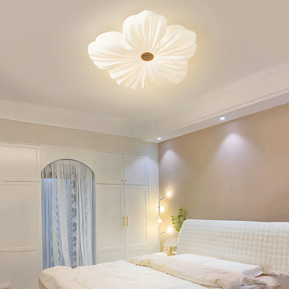 Nordic White Acrylic Flower Bedroom Ceiling Lamp Led 3 Step Dimming