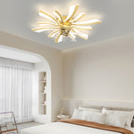 Creative Flowers Three Step Dimming Luxury Modern Ceiling Fan With Light