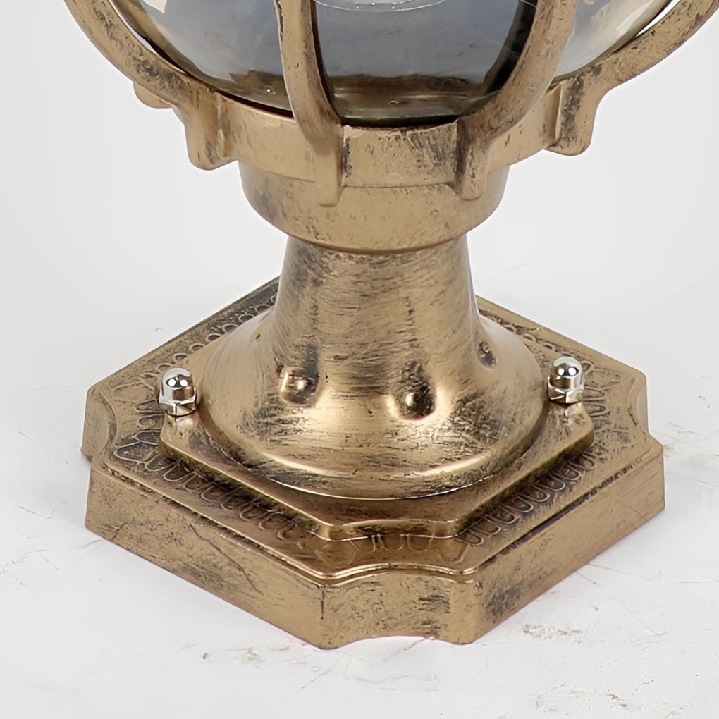 Vintage Outdoor Pier Mount Post Light With Glass Globe