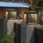 Black Square Pier Mount Outdoor Post Light Garden Wired Solar Pillar Light