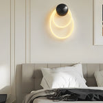 Artisan Round LED Wall Sconce in Brushed Black with Handwoven Nylon Shade