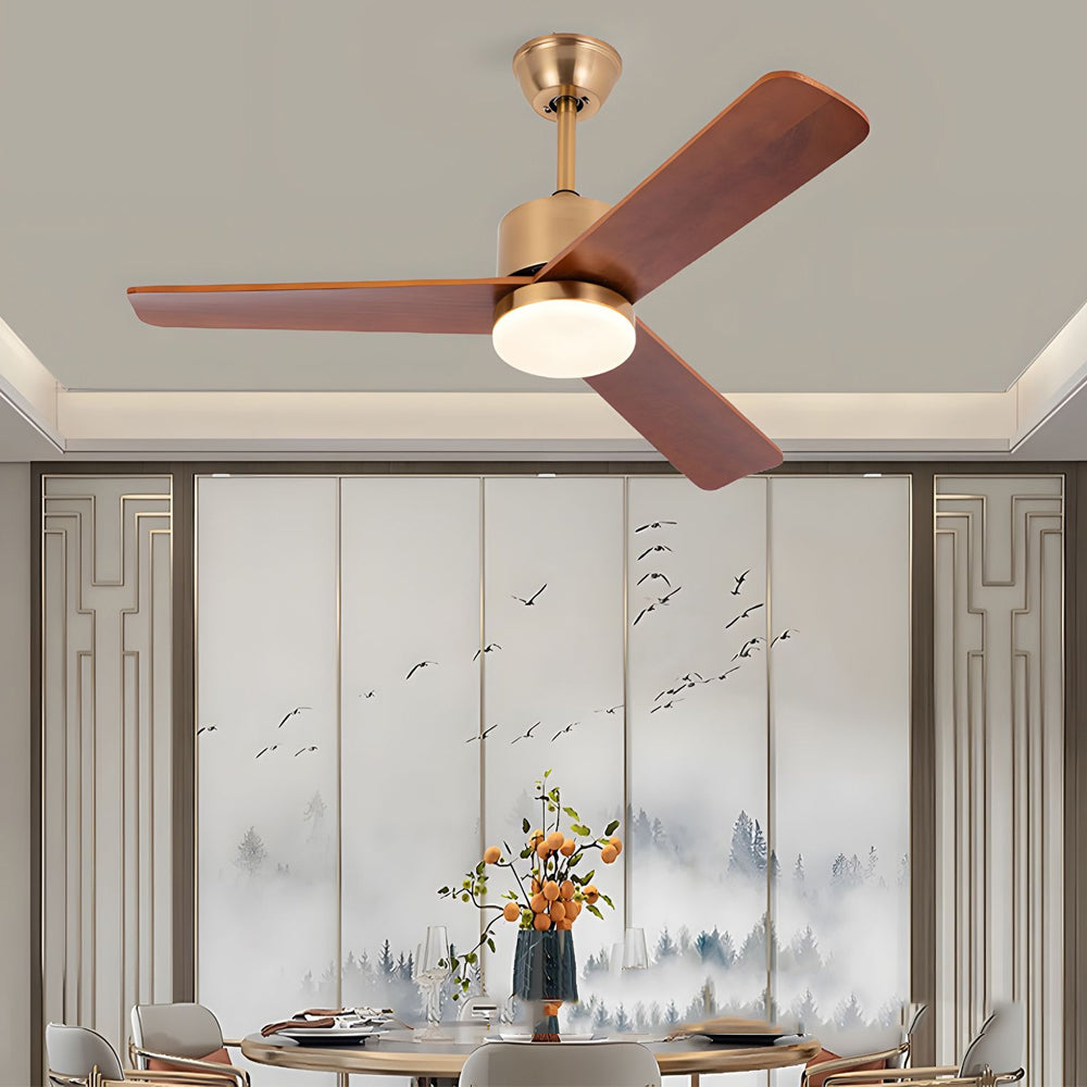 42 52 Led 3 Blades Wood Ceiling Fan Light With Remote