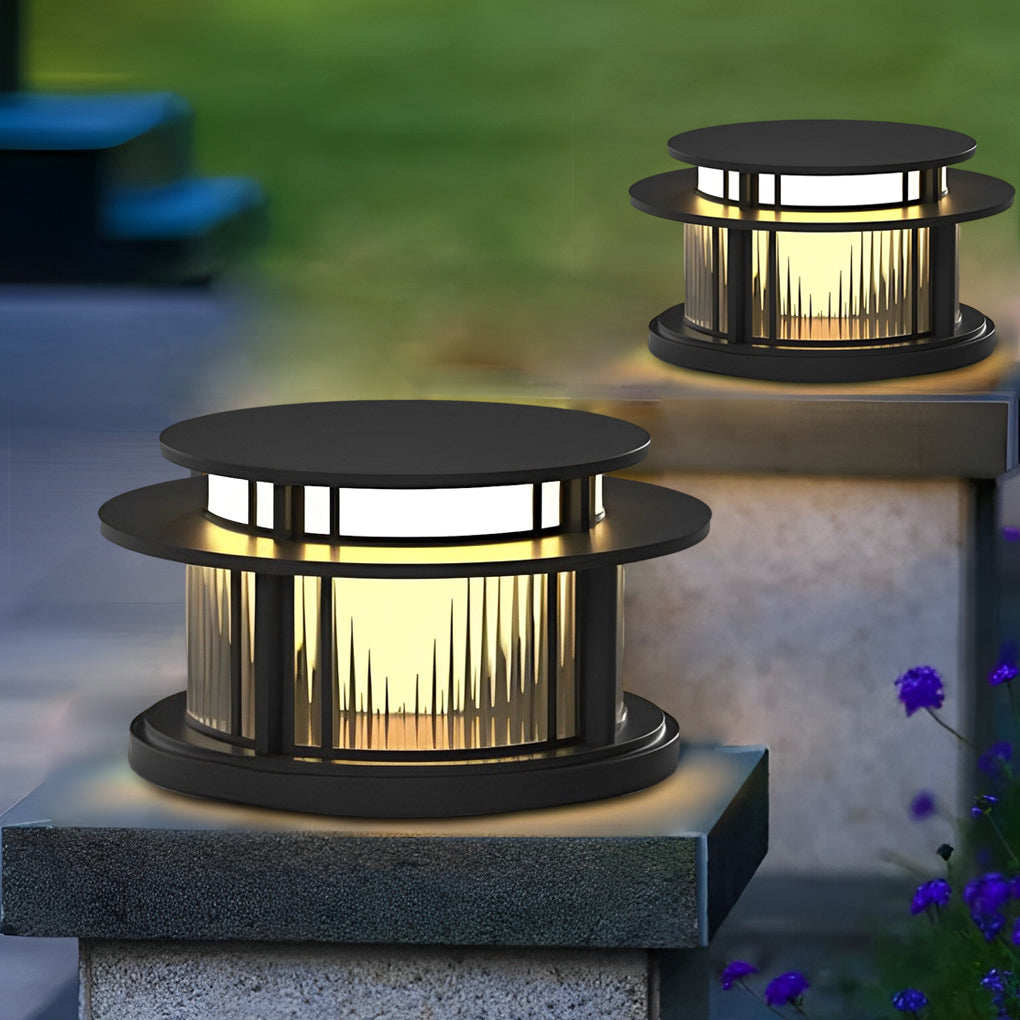 Round Modern Solar Fence Post Lights Ha076150