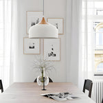 Dome Pendant Light With Wood Detail Modern 1 Light Island Fixture
