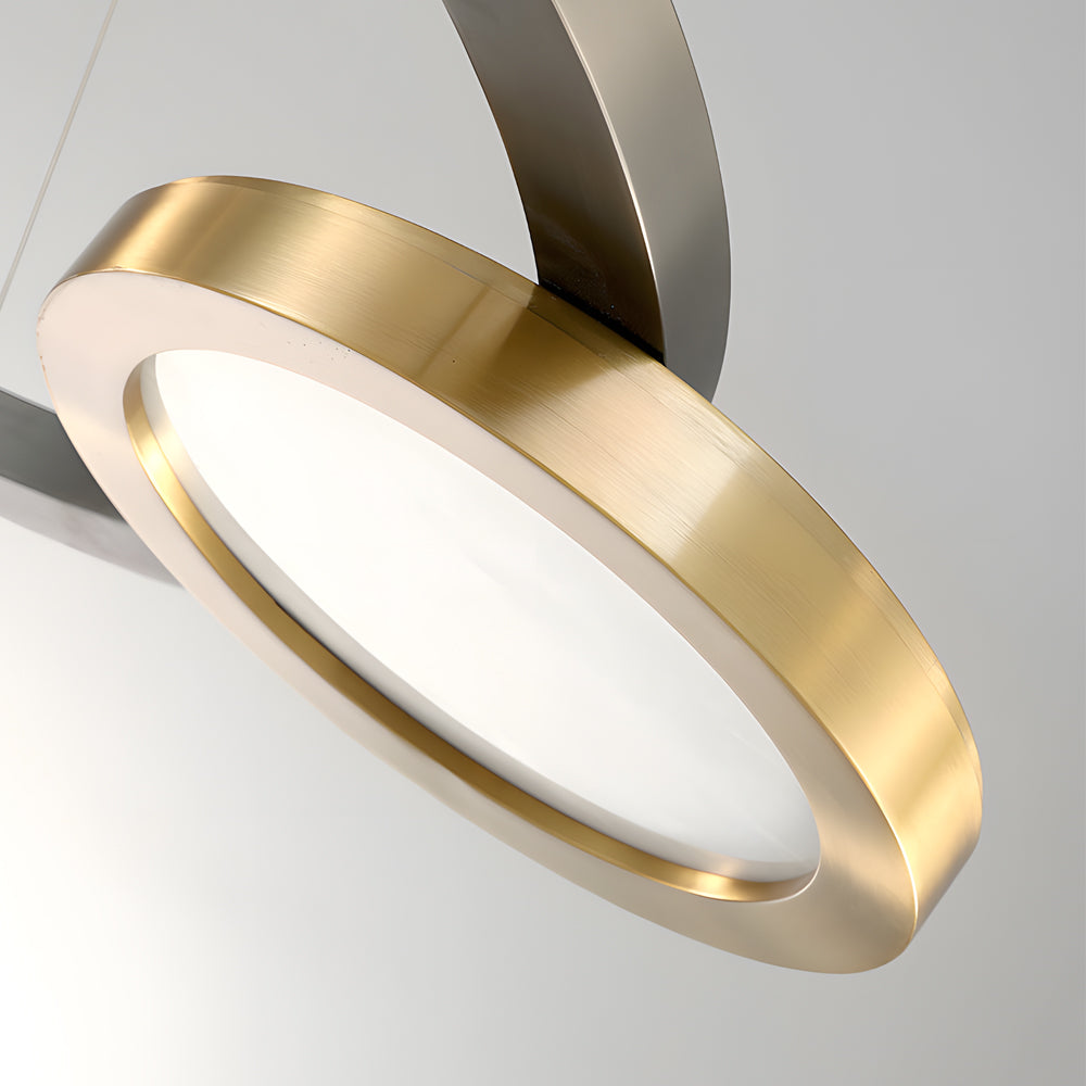 Circular Led Chandelier Multi Ring Hanging Suspension Lights In Brass Pearl Black Finish