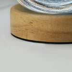 Celestial Glass Table Lamp with Wooden Base for Kids' Bedroom