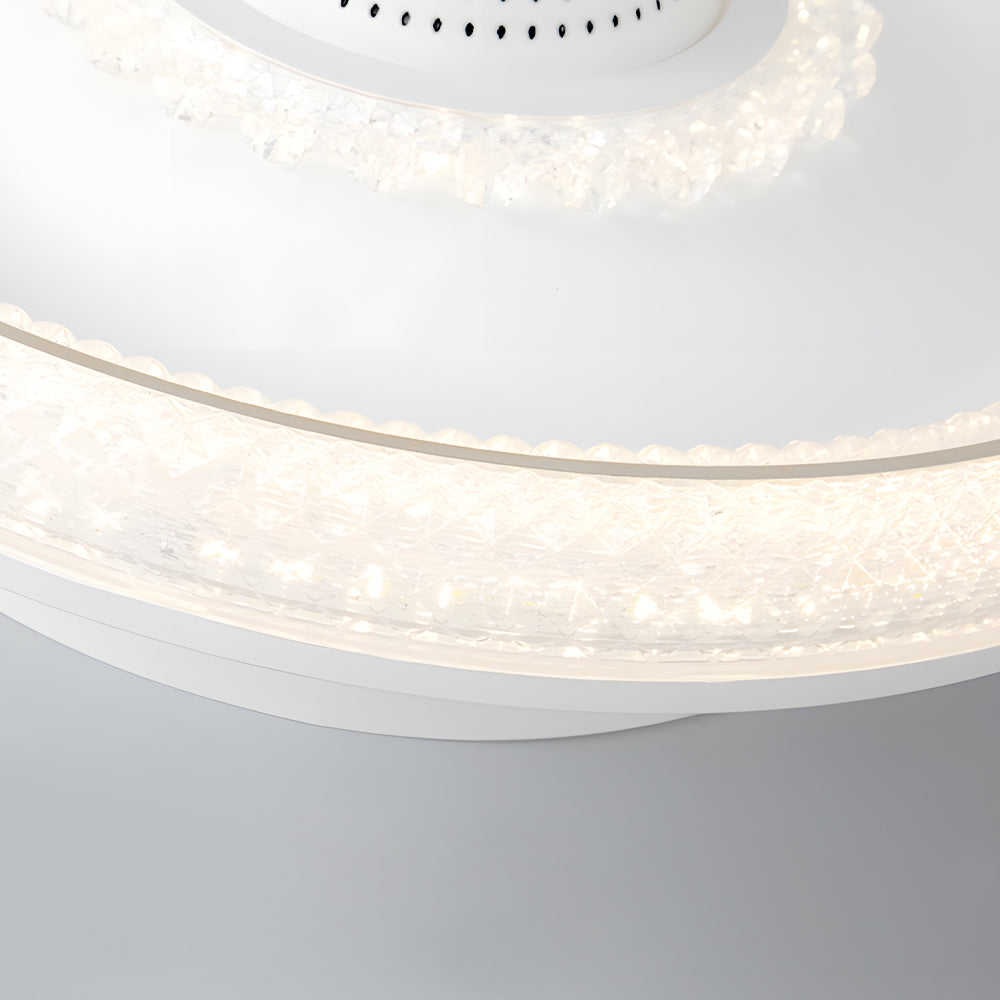 Led Smart Bladeless Ceiling Fan Round White Ceiling Fans With Dimmable Light