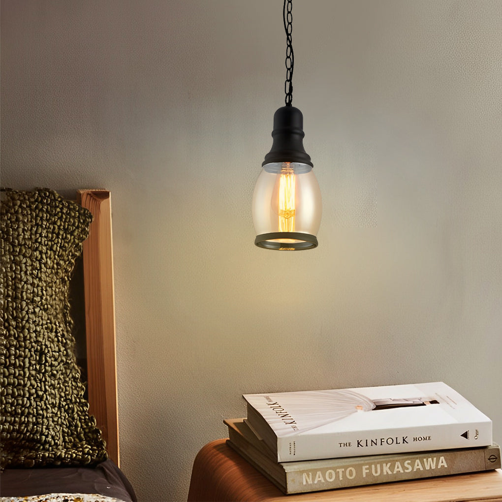 Lantern Shape Amber Pendant Light Ha078232