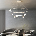 White Black Circular Pendant Lamp Dimmable Led Rings Chandelier