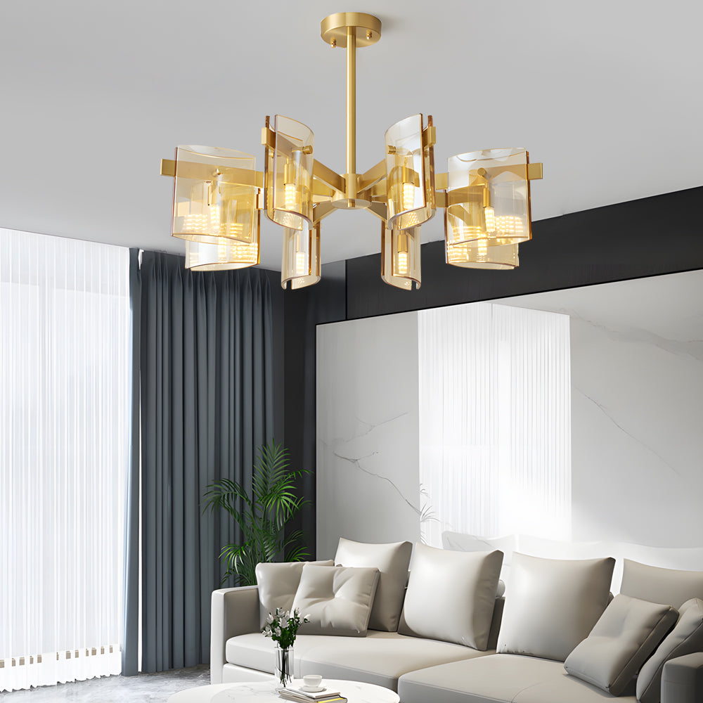 6 8 Light Dimmable Metallic Electroplated Glass Chandelier Lighting