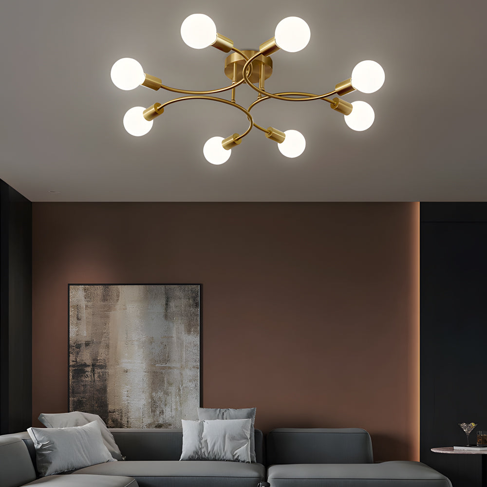 4 6 8 Light Curved Arms White Shade Modern Ceiling Light Fixture