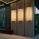Outdoor Wall Light with Vertical Stripe Grid in Brown