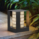 Lattice Cylinder LED Outdoor Lantern in Black, IP65 Waterproof