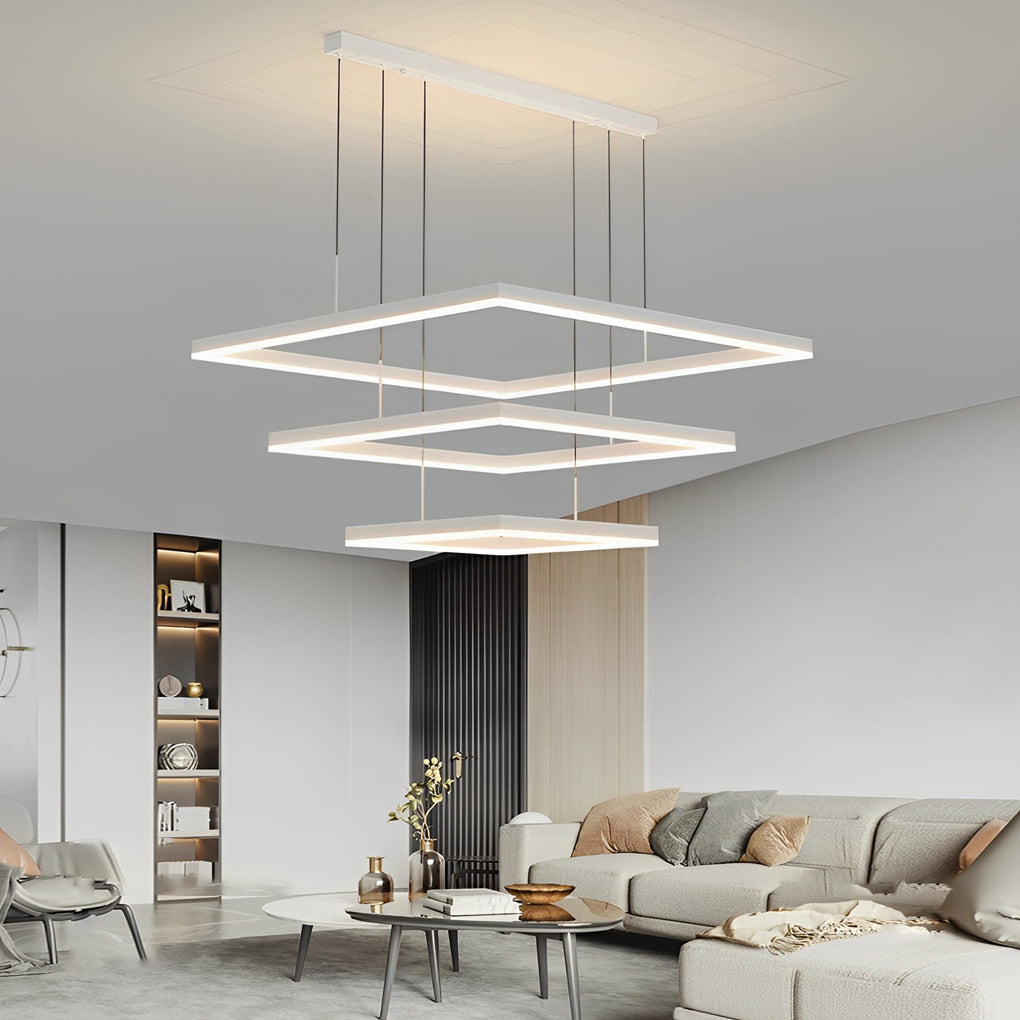 Square Led White Modern Pendant Light Ha083865