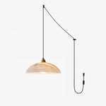 Alabaster Dome Swag Pendant Light in Brass Finish