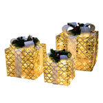 Set of 3 Festive Gift Box Decorations in Modern Style for Holiday Interiors