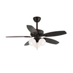 Lily Bloom Ceiling Fan Light with Wood Blades and Amber Glass