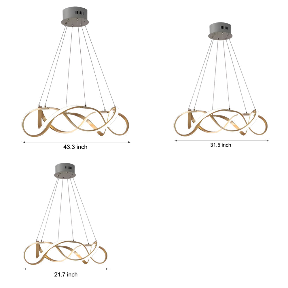 Modern Round Dimmable Led Aluminum Geometric Chandelier Gold