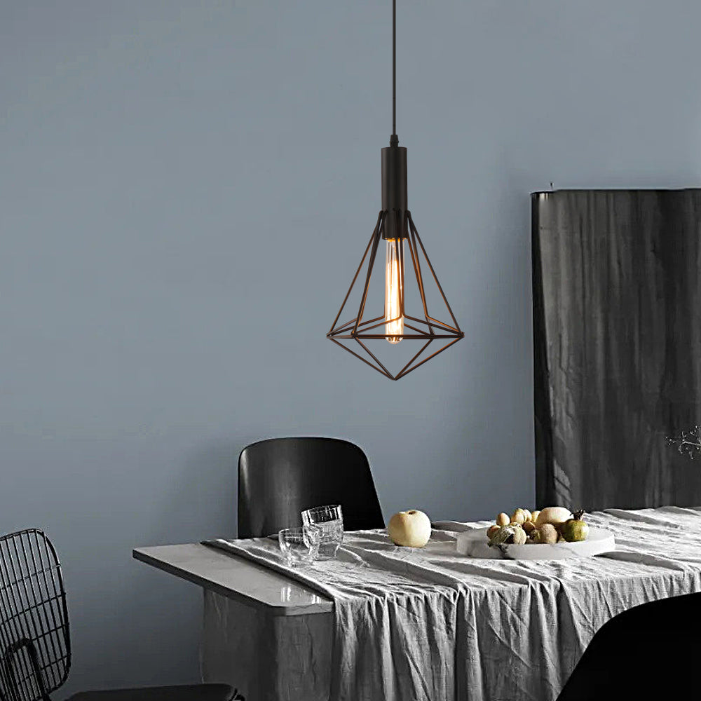 Geometric Lines Black Retro Industrial Style Chandelier Li002719