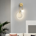 Modern 2 Light Led Wall Sconces With Acrylic Ring And Frosted Globe